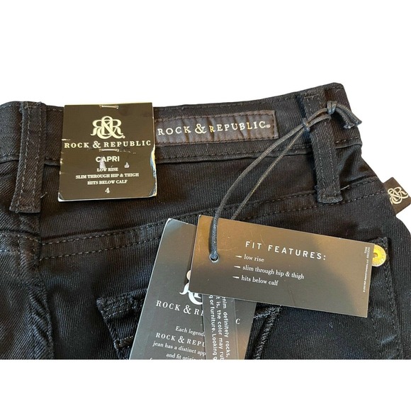 Rock & Republic Womens Black Capri Slim Through Hip & Thigh Low Rise 4 NWT - Picture 7 of 7